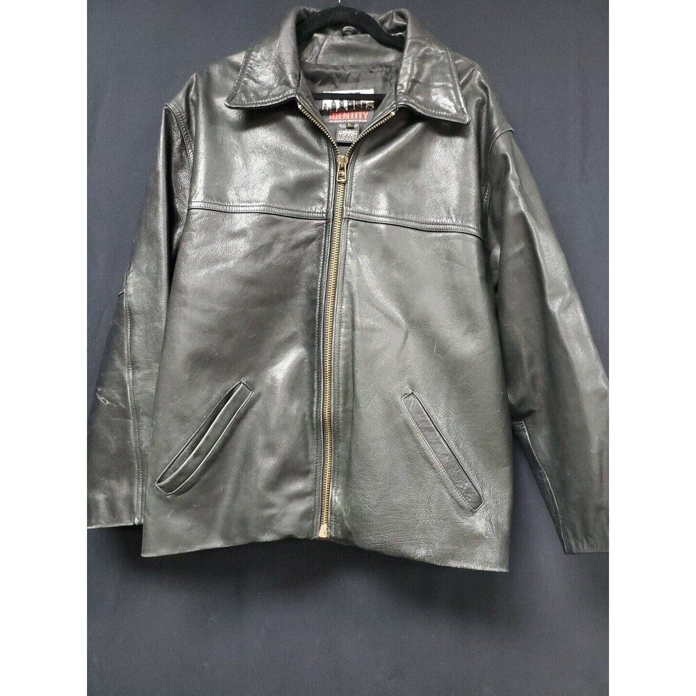 Global Identity Jim Beam Black Leather Multi Pocket Mens Jacket Size Large